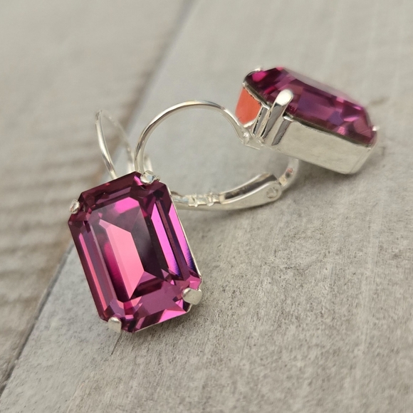 Austrian Crystal Earrings in Shiny Silver - Picture 6 of 8